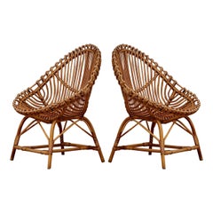 Travasa Giovanni per Bonacina Rattan and Wicker Garden Arm Chair, 1960