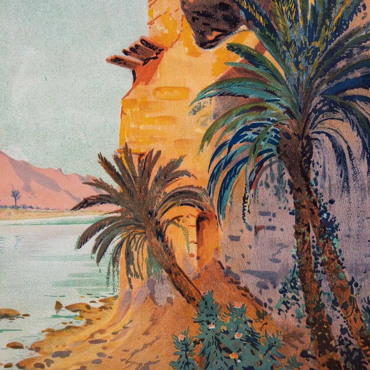 Affiche publicitaire de voyage pour les Chemins de fer d'État d'Alger, Maroc, Figuig, vers 1926 en vente 11