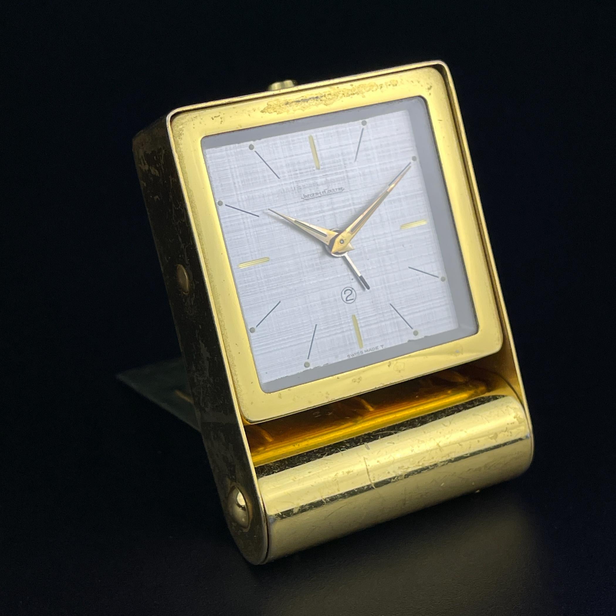 Travel alarm clock by Jaeger-LeCoultre, Swiss, 1950s In Good Condition For Sale In Miklavž Pri Taboru, SI