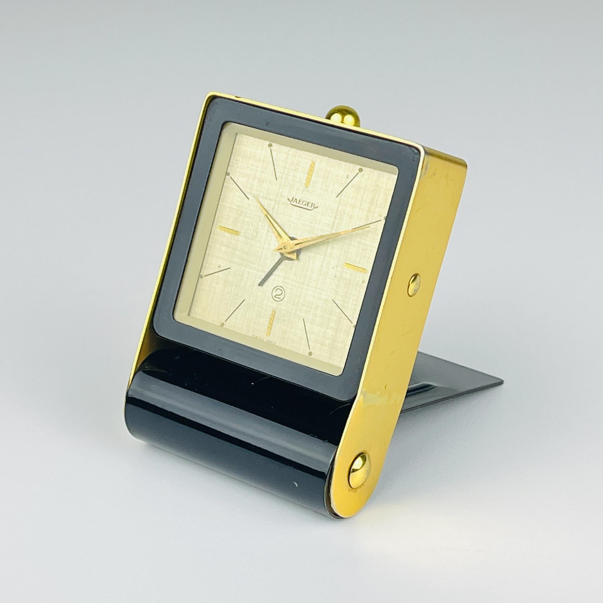 Italian Travel alarm clock by Jaeger-LeCoultre, Swiss, 1950s
