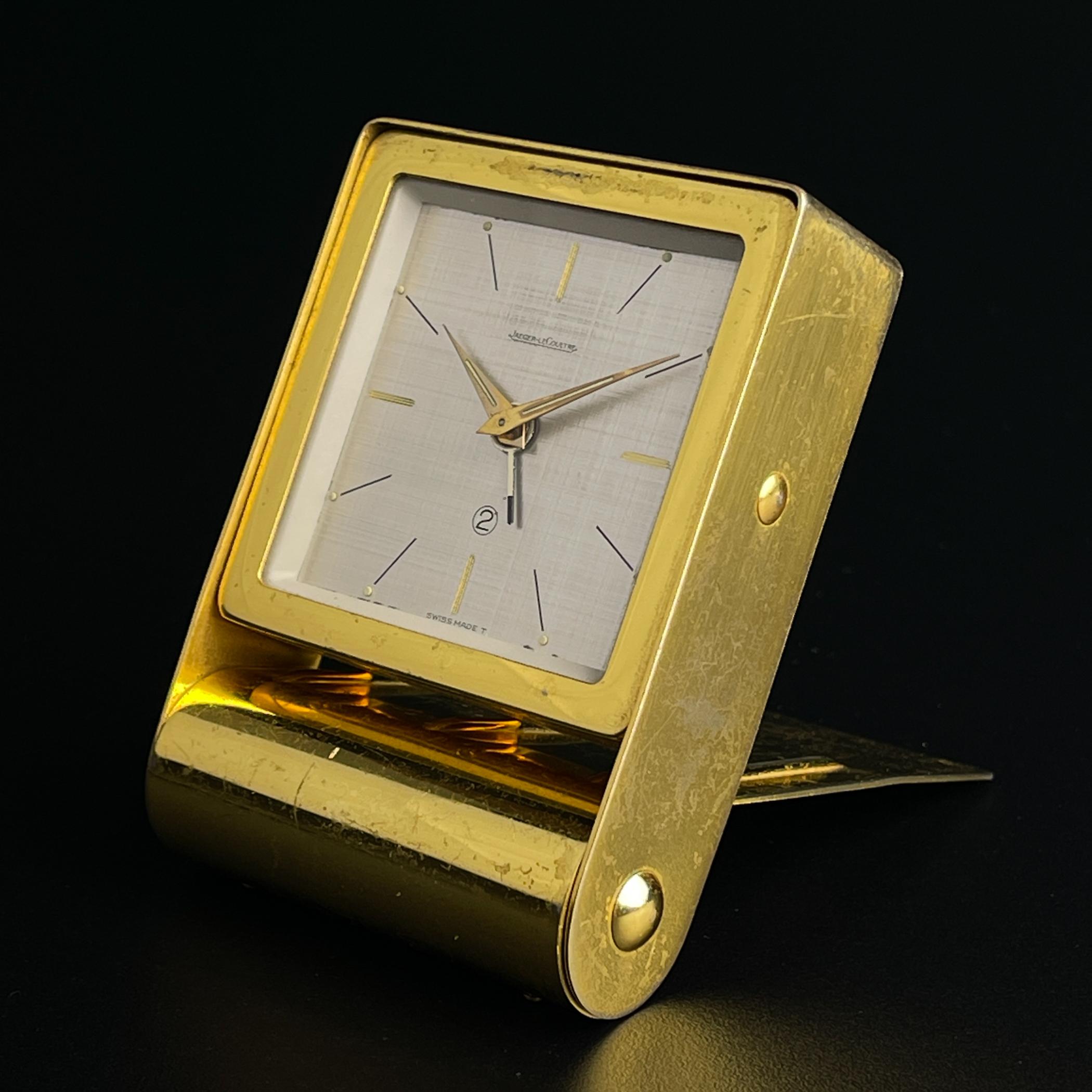 20th Century Travel alarm clock by Jaeger-LeCoultre, Swiss, 1950s For Sale