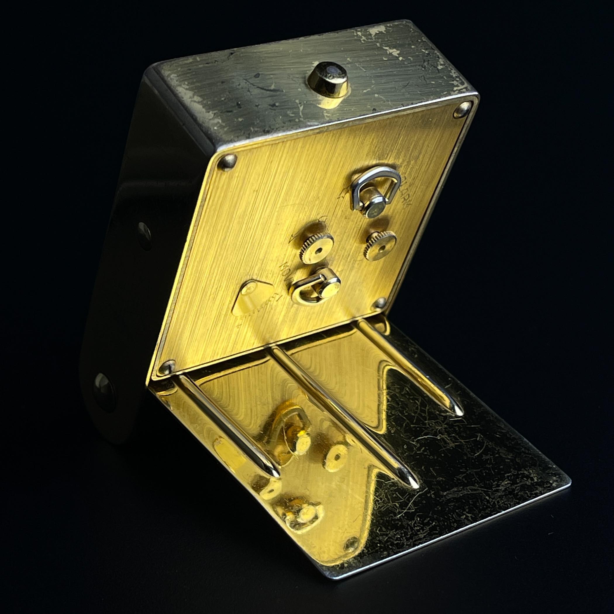 Metal Travel alarm clock by Jaeger-LeCoultre, Swiss, 1950s For Sale
