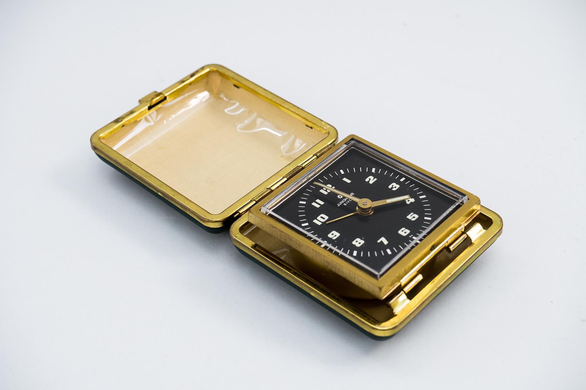 Brass Travel Alarm Clock by Junghans, circa 1960s For Sale
