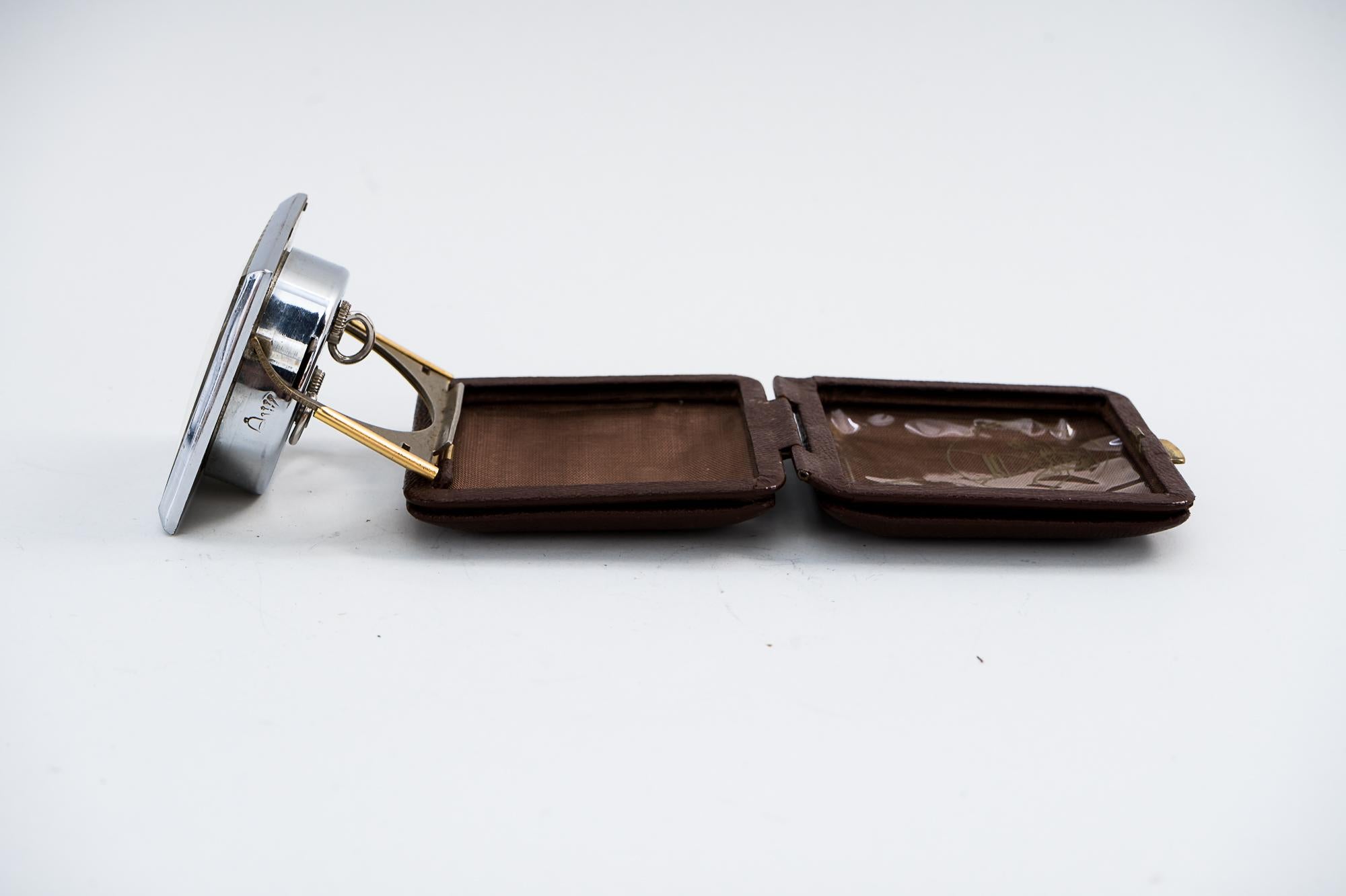 Faux Leather Travel Alarm Clock by Kienzle, circa 1960s