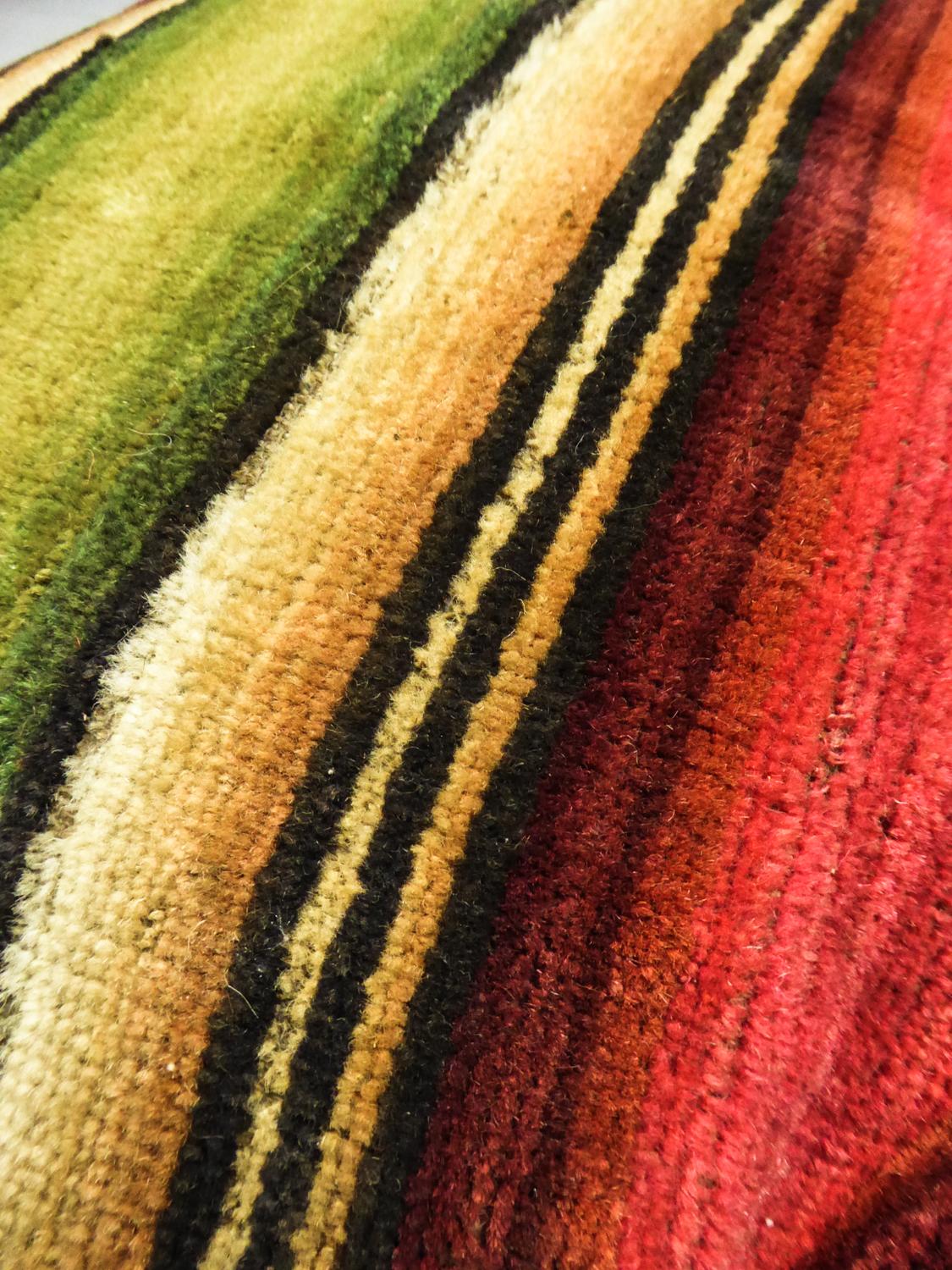 Sac de voyage en tapisserie de laine taillée et cuir - France, fin du XVIIIe siècle Bon état à Toulon, FR
