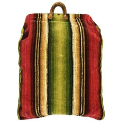 Travel Bag in Cut Wool Tapestry and Leather - France Late 18th century