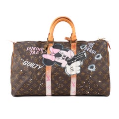 Travel bag Louis Vuitton 45 Monogram customized "Fucking Taz" by PatBo