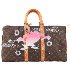 Travel bag Louis Vuitton 45 Monogram customized "Fucking Taz" by PatBo