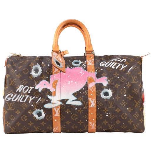Keepall cloth travel bag Louis Vuitton Brown in Cloth - 38021519