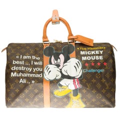 Travel bag Louis Vuitton 45 Monogram customized "Muhammad Ali Vs Mickey"