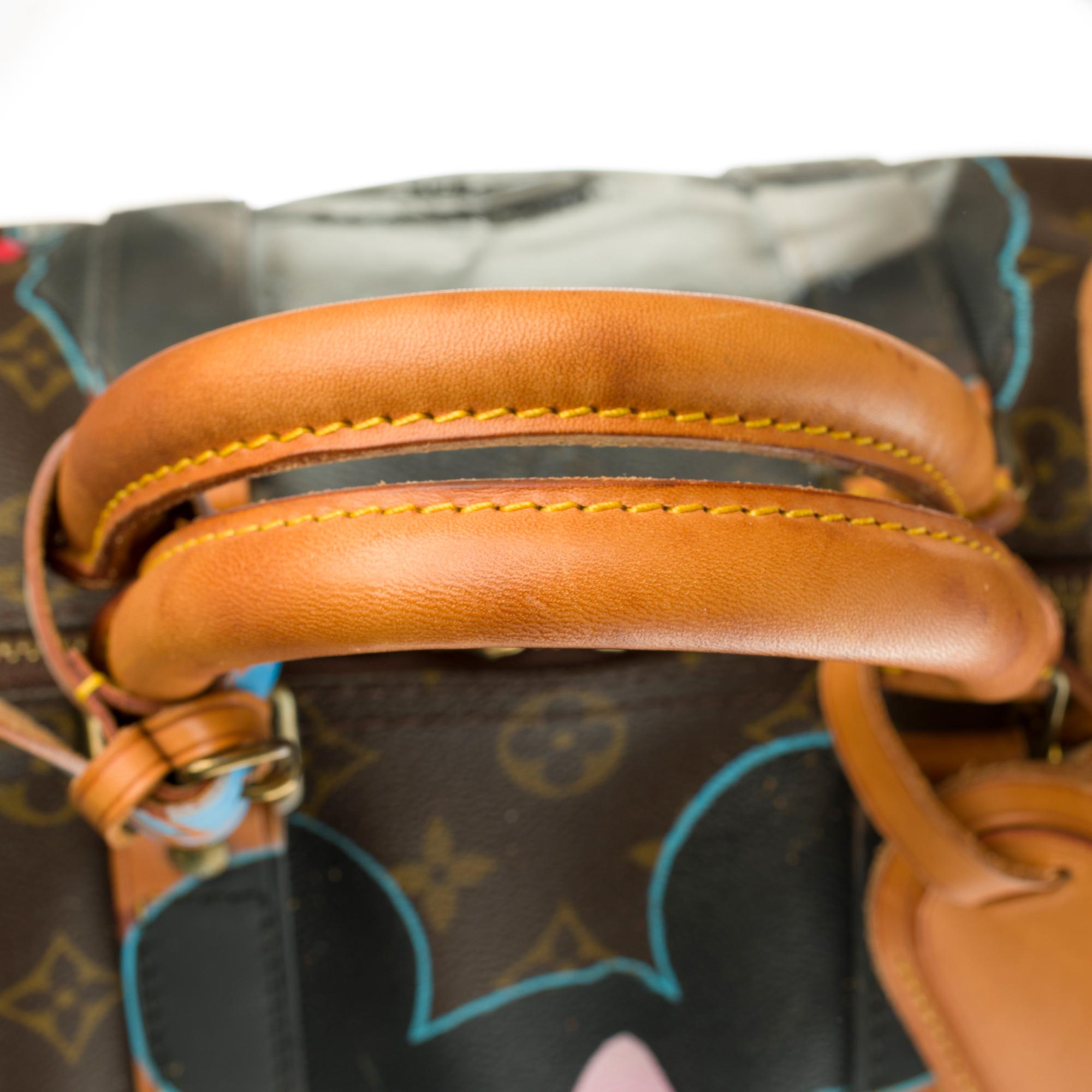 Reisetasche Louis Vuitton 45 Monogramm maßgefertigt „Muhammad Ali Vs Mickey“ für Damen oder Herren