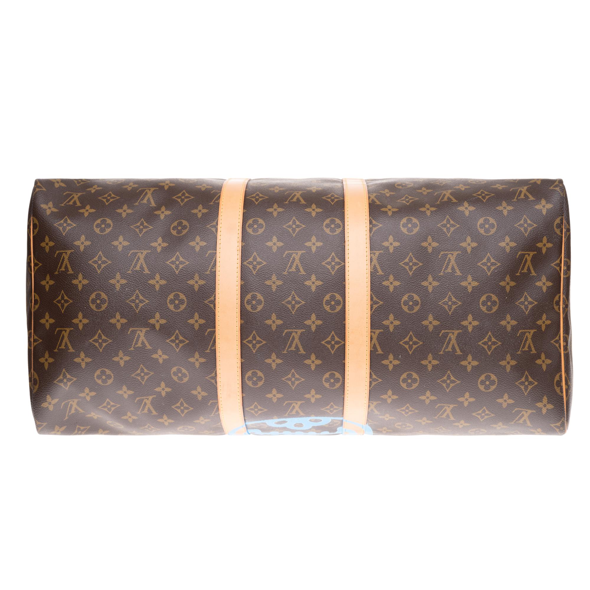 Travel bag Louis Vuitton Keepall 55 customized 