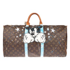 Travel bag Louis Vuitton Keepall 55 customized by the artist PatBo !