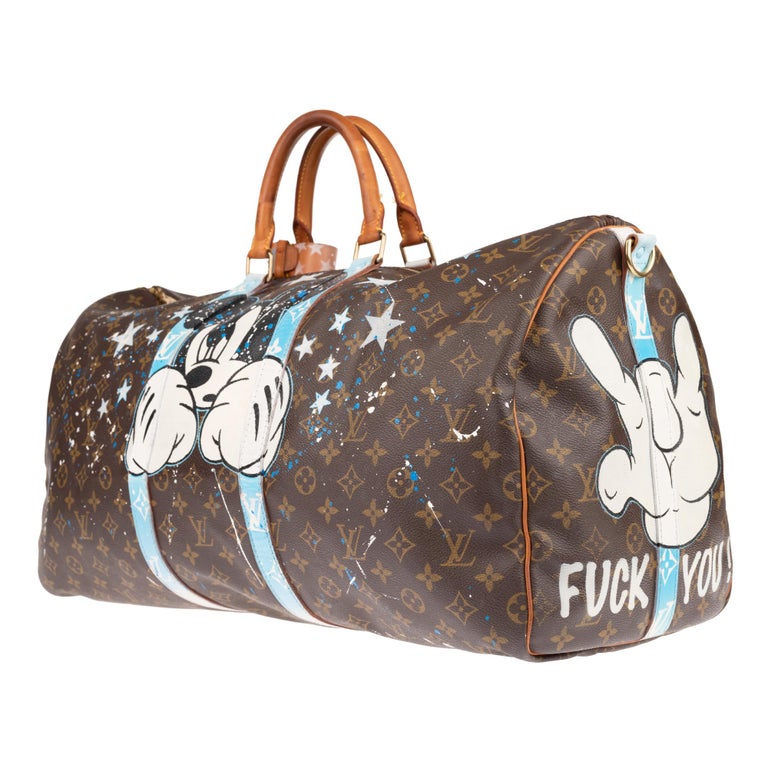 Louis Vuitton Keepall Travel Bag 55 Customized Mickey Fight Club! Brown  Multiple colors Leather ref.144249 - Joli Closet