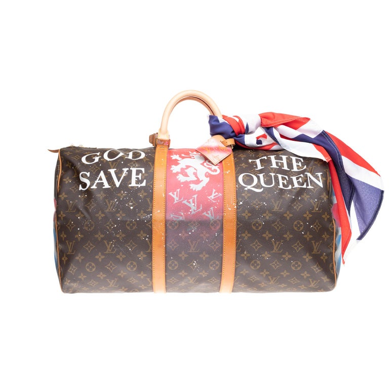 Louis Vuitton Keepall 55 strap travel bag customized Popeye by PatBo! at  1stDibs