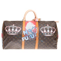 Travel bag Louis Vuitton Keepall 55 customized "God save the Queen " by PatBo!