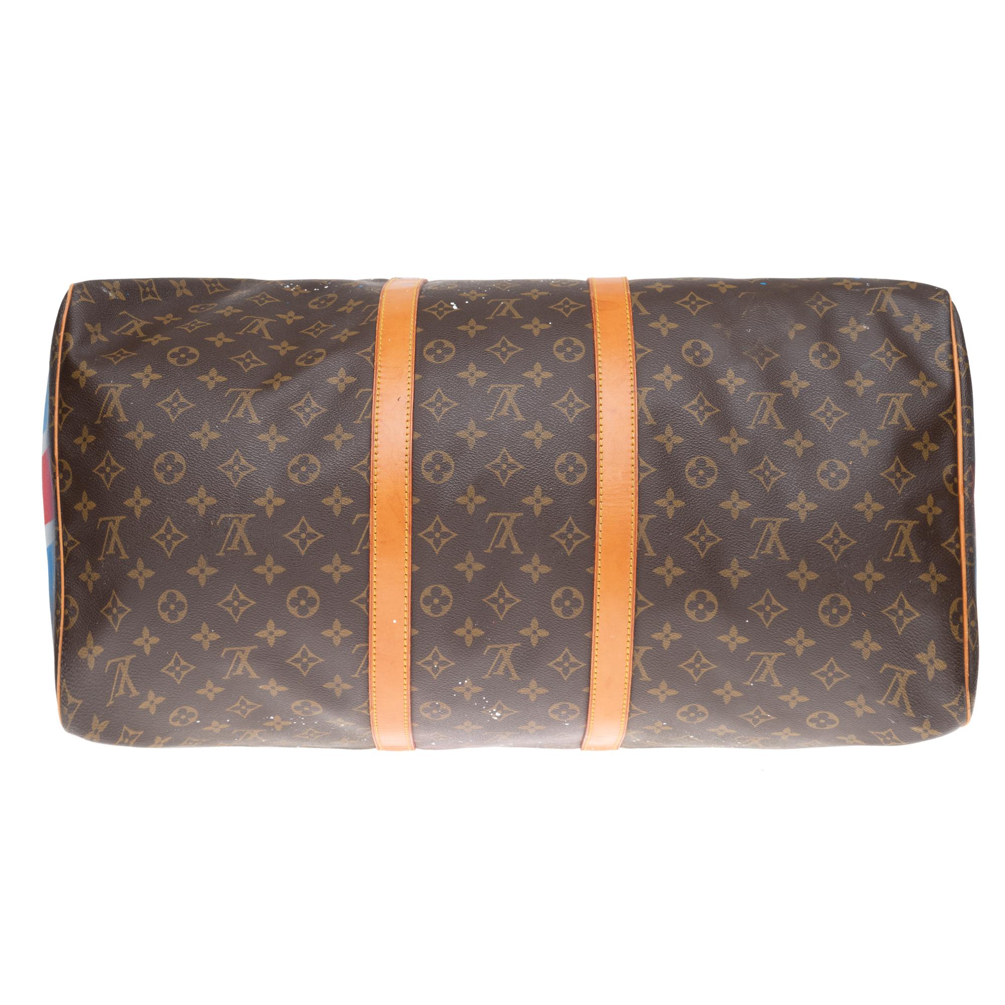 Travel bag Louis Vuitton Keepall 55 customized 