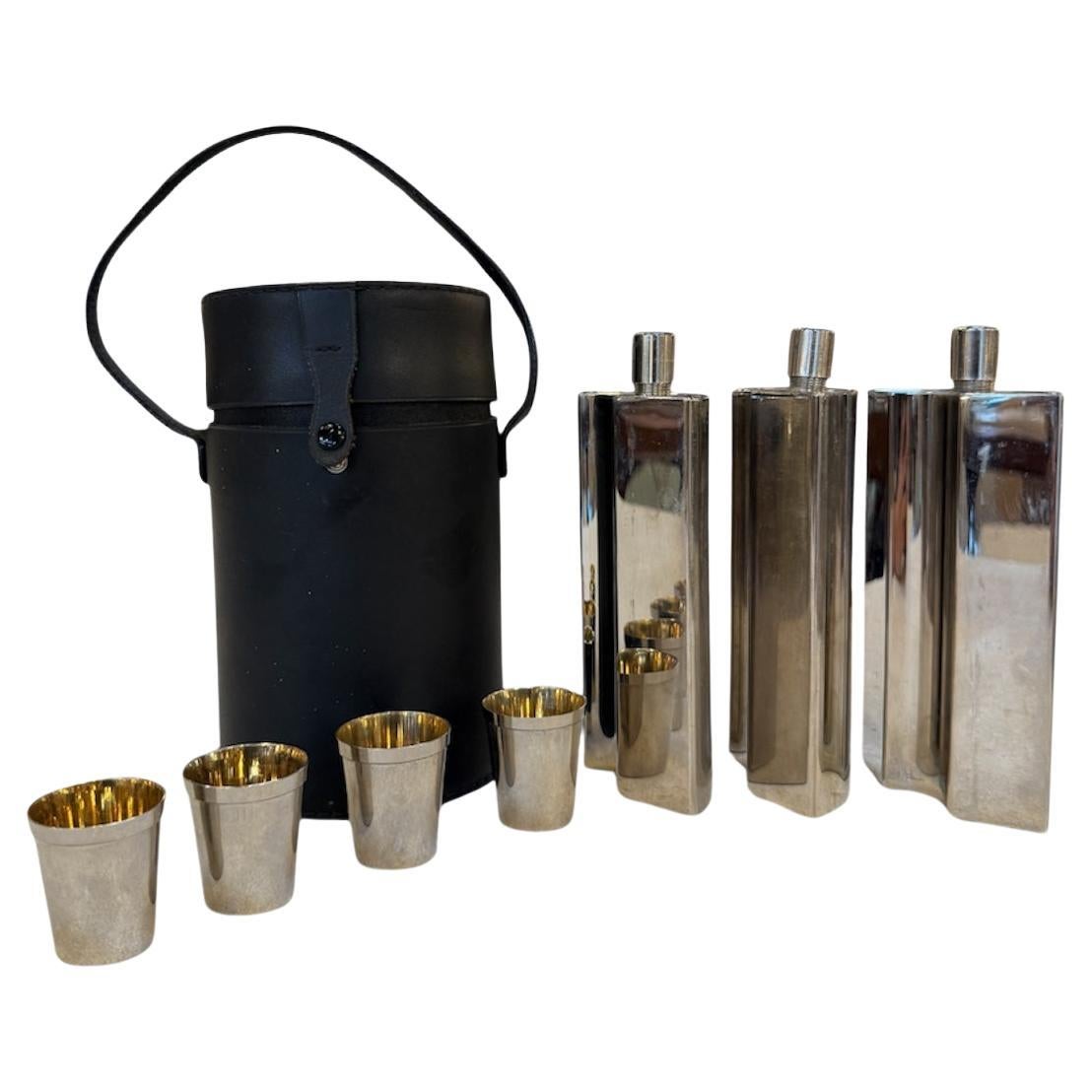Travel Bar Set with Flasks, and Cups, 1970s For Sale