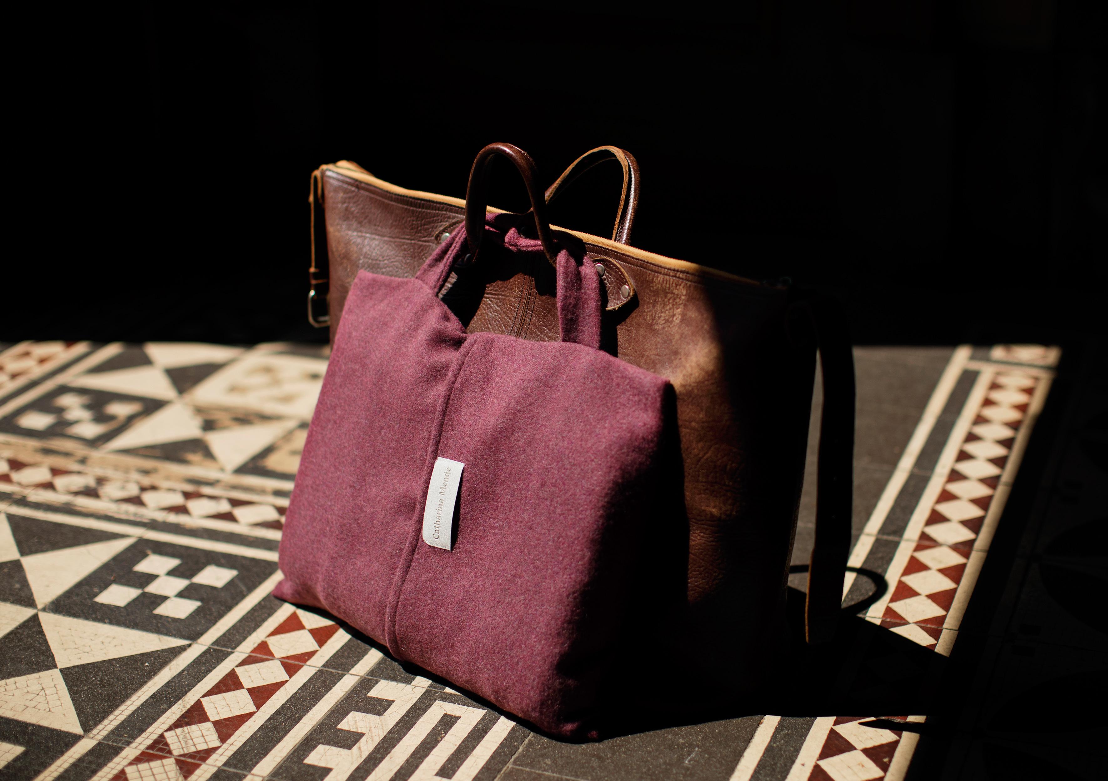 Modern Travel Blanket Aubergine Grey Woven of Merino and Yak Wool by Catharina Mende For Sale