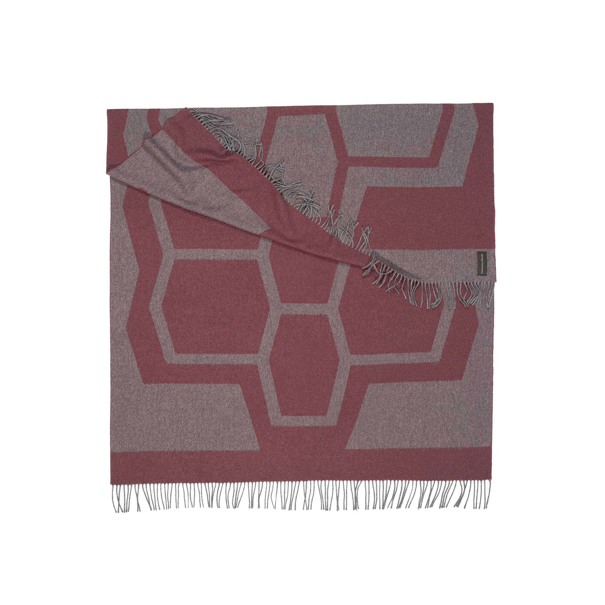 Italian Travel Blanket Aubergine Grey Woven of Merino and Yak Wool by Catharina Mende For Sale