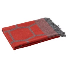 Manta de viaje Roja Gris Tejida de Lana Merina y Yak por Catharina Mende