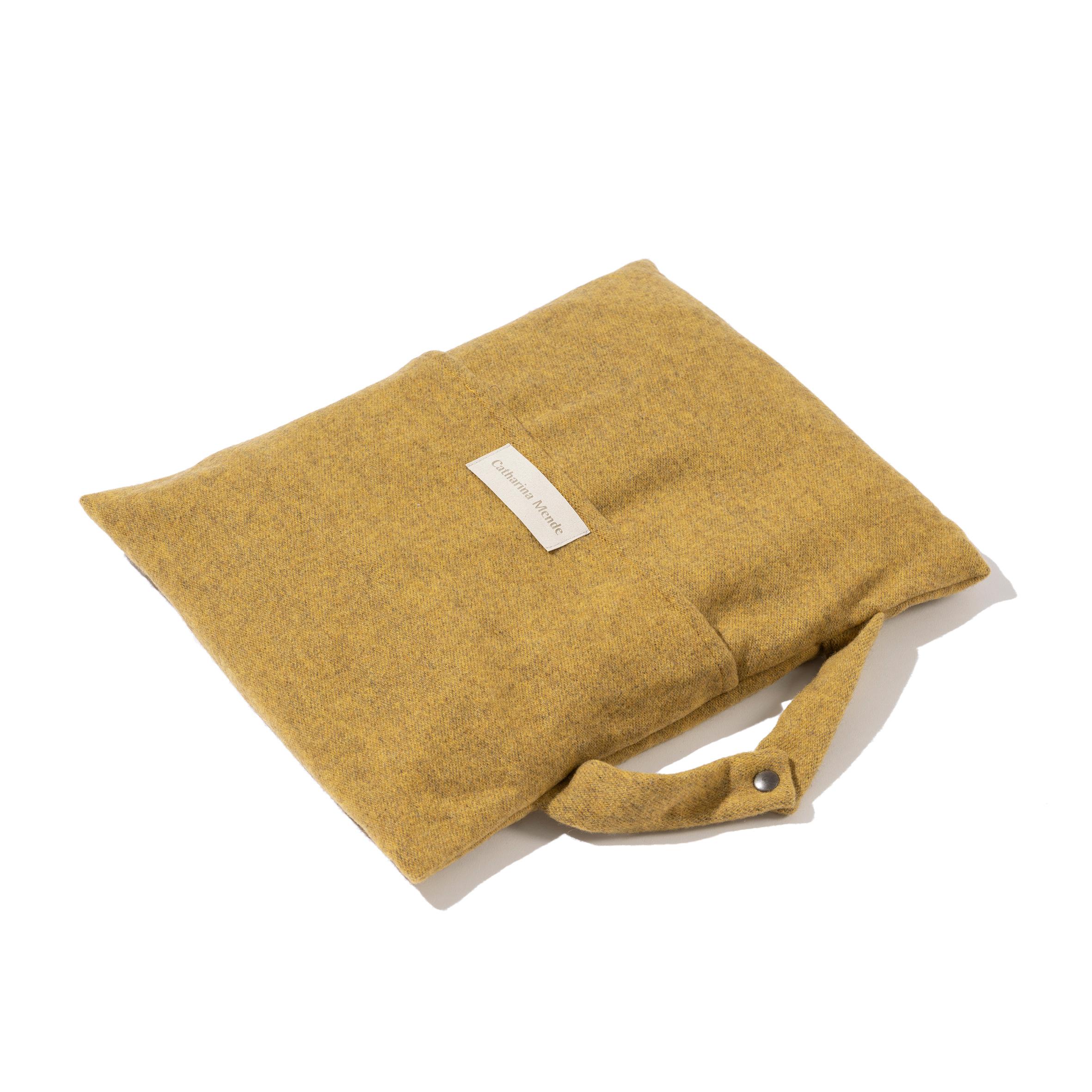 Travel Blanket Yellow Grey Woven of Merino and Yak Wool by Catharina Mende In New Condition For Sale In Berlin, DE