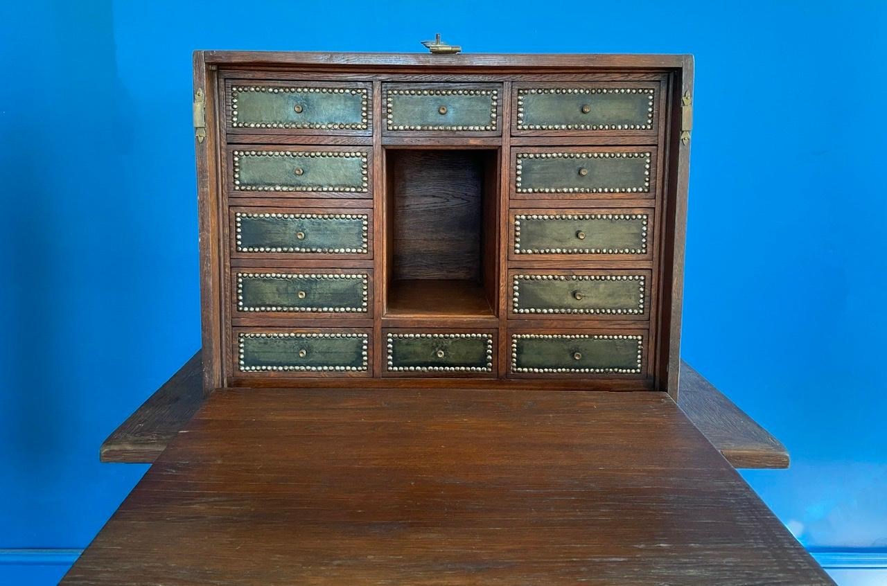 Arts and Crafts Travel Cabinet - Bargueno Desk - Spain and England - Early XXth - Arts and Craft For Sale