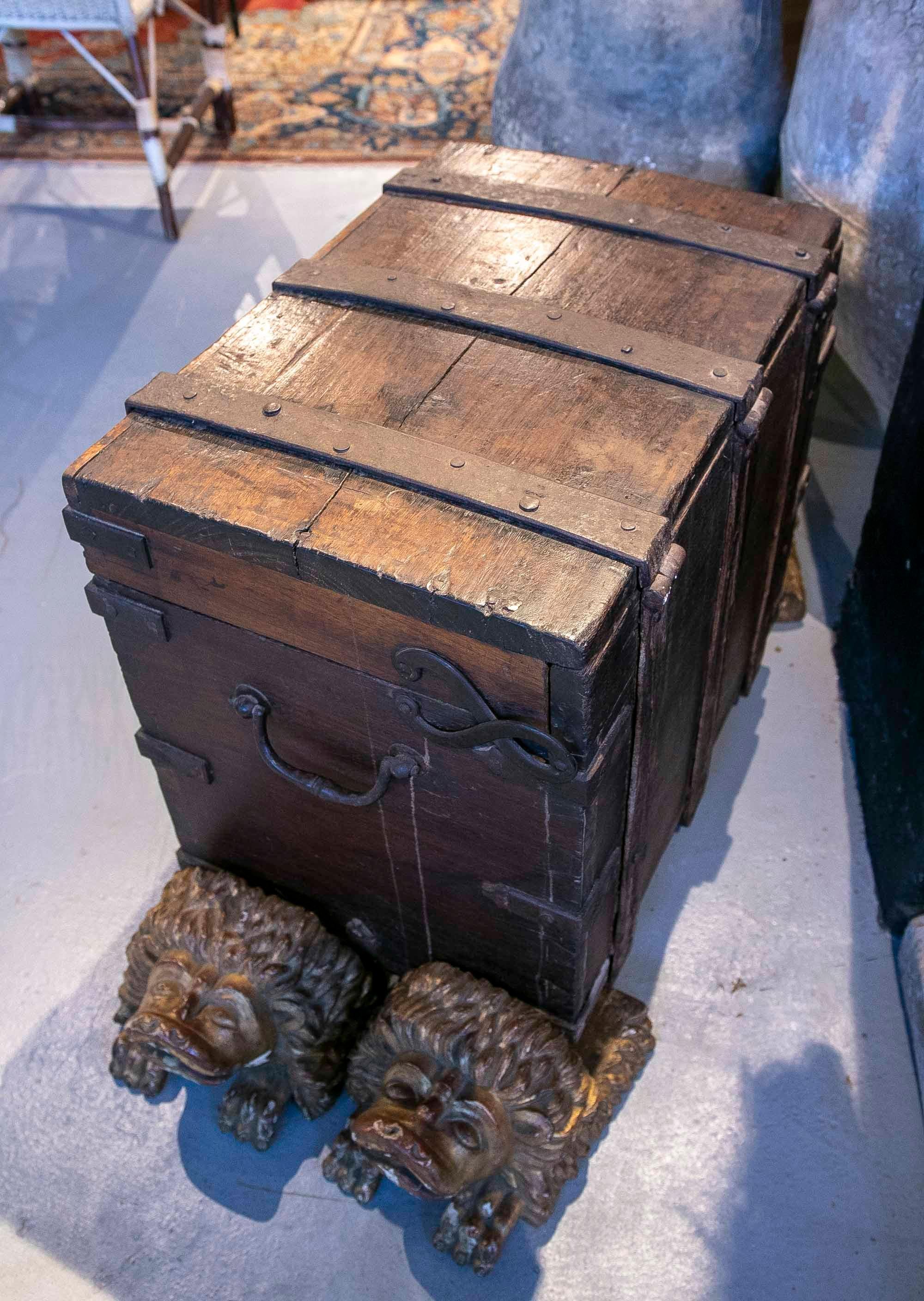 Travel Chest with Original Iron Fittings and Lion Paws 4
