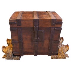 Travel Chest with Original Iron Fittings and Lion Paws
