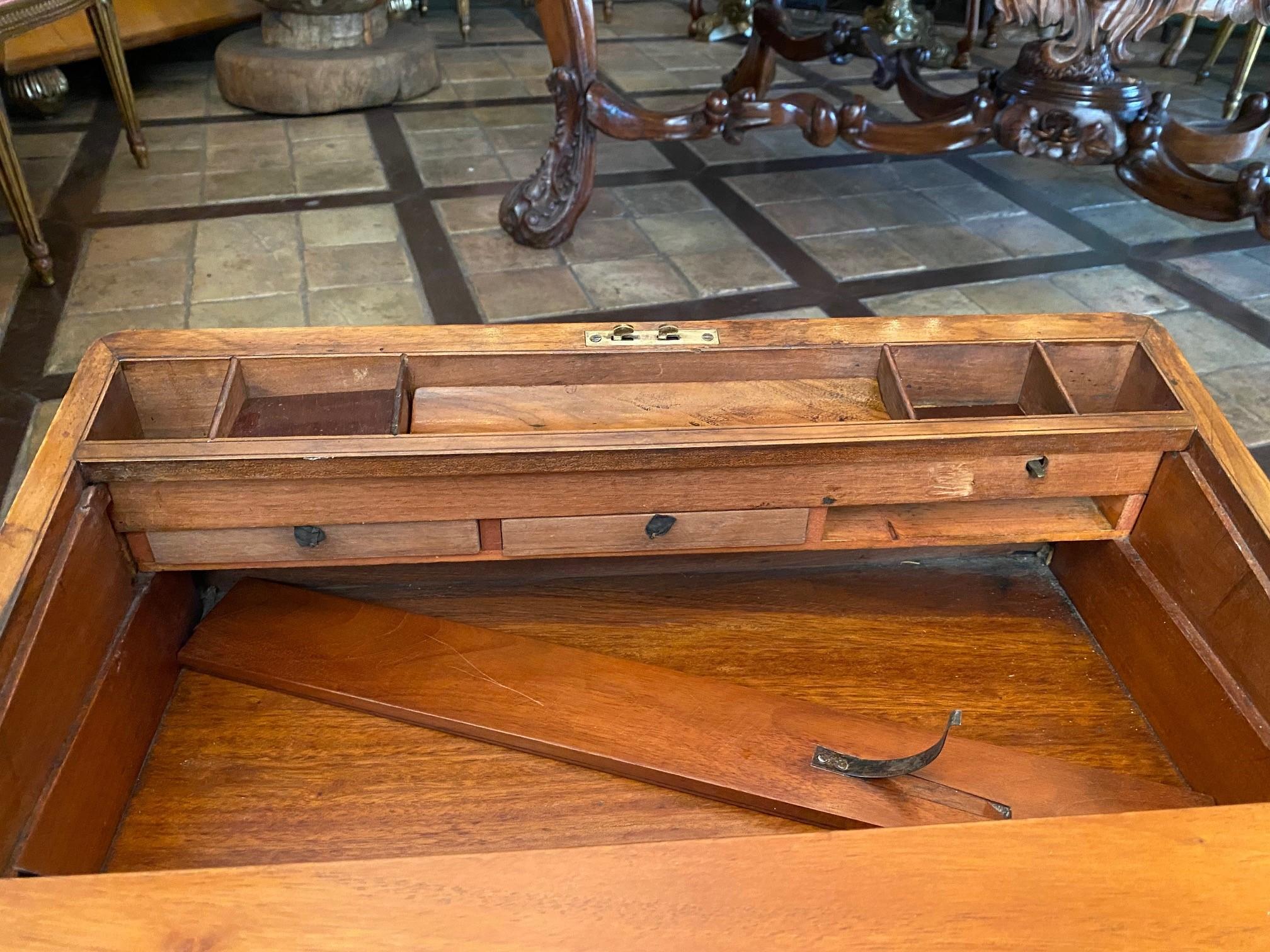 Travel Lap Desk Walnut 19th C. on Stand as Side Table Decorative Gift Antique La For Sale 7