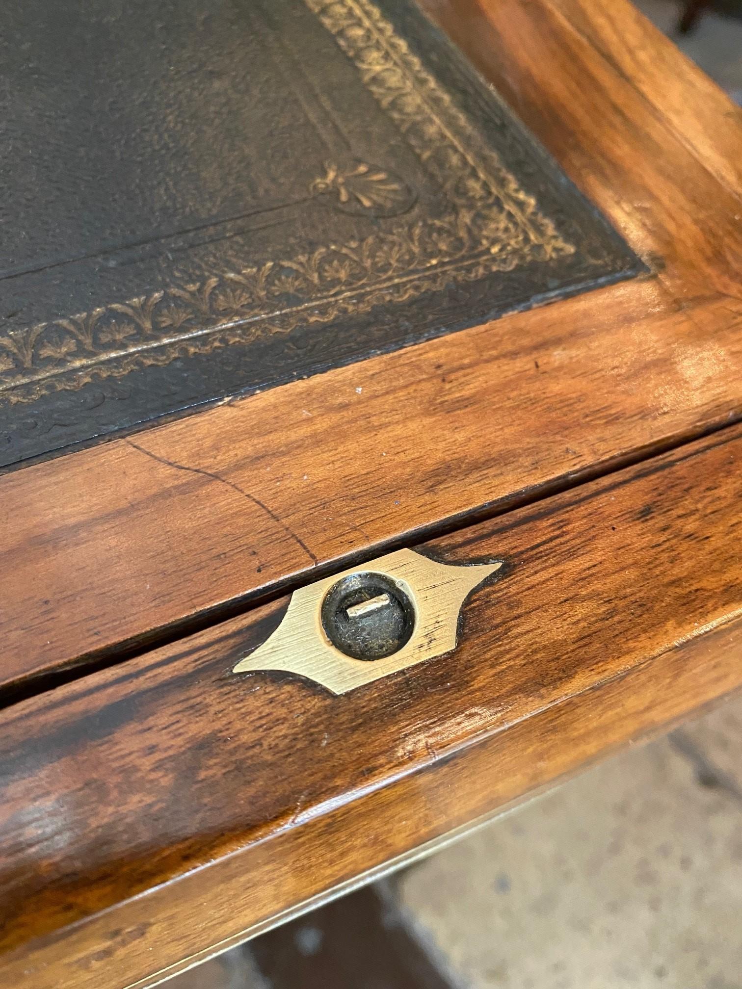 English Travel Lap Desk Walnut 19th C. on Stand as Side Table Decorative Gift Antique La For Sale