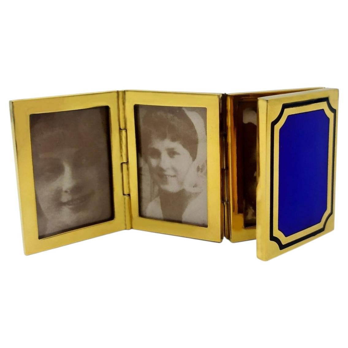 Marco de viaje rectangular de plata de ley esmaltada para 4 fotos Salimbeni en venta