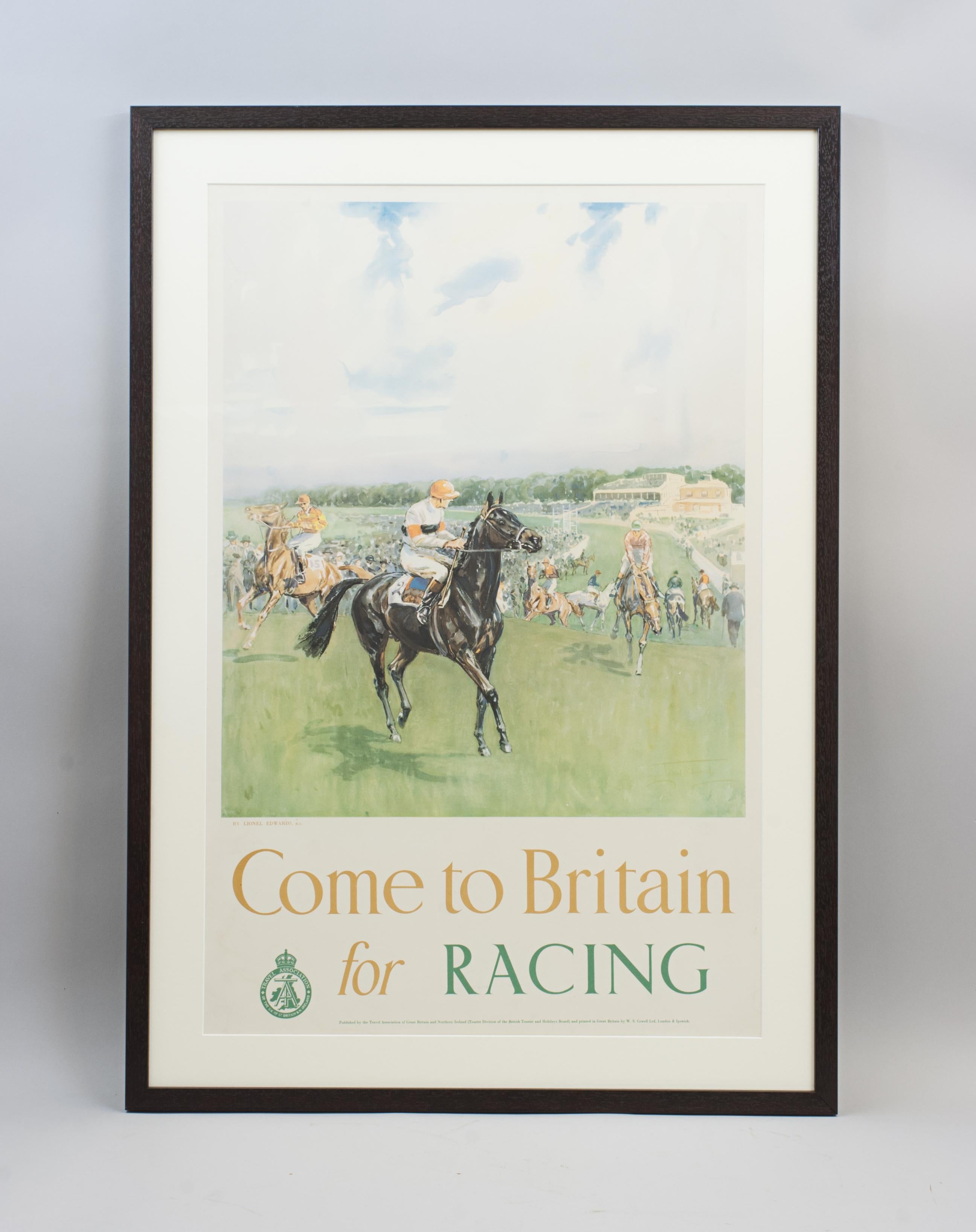 Travel Poster by Lionel Edwards, Come to Britain for Racing Poster For Sale 6