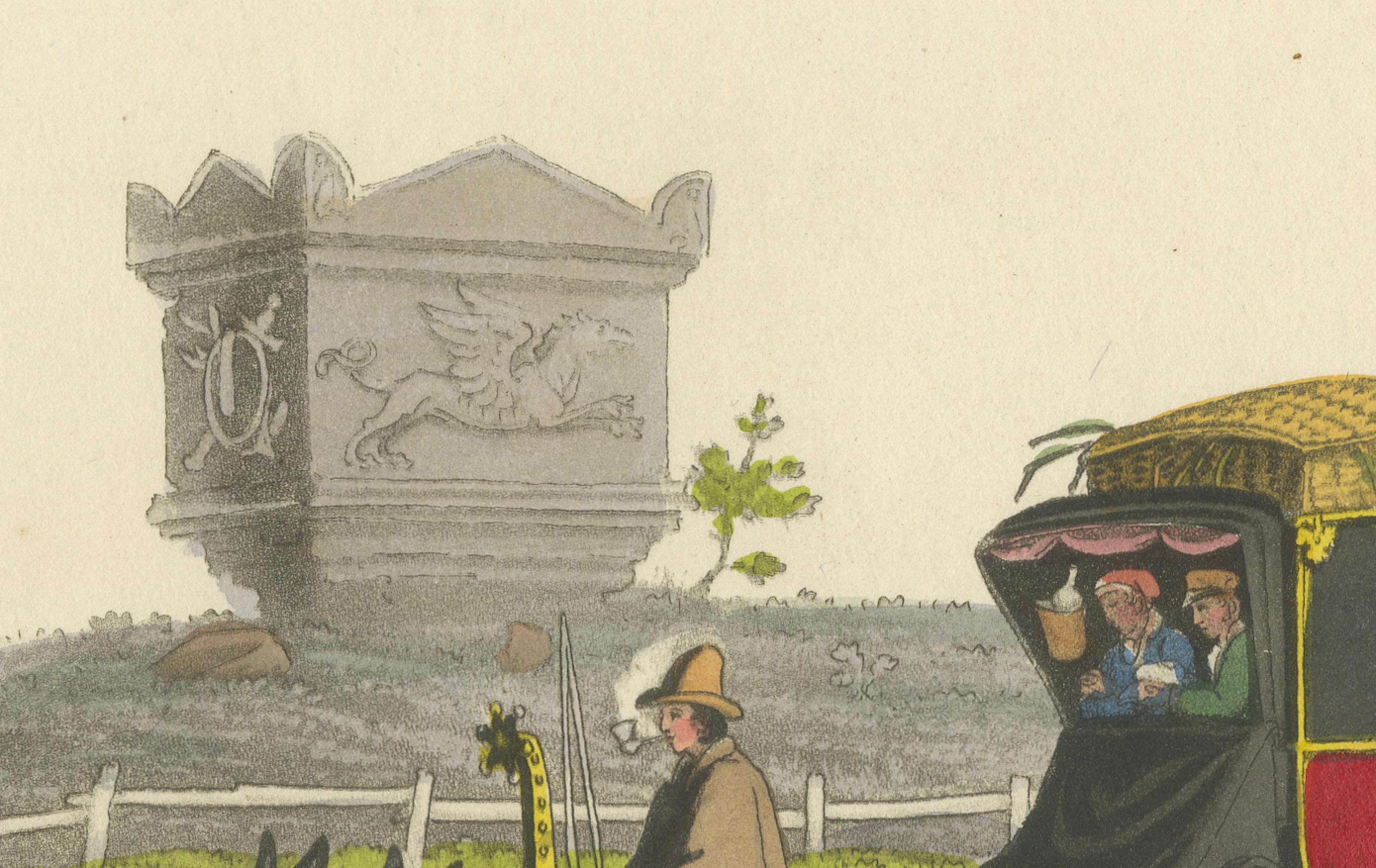 Milieu du XIXe siècle Gravure de voyage : Aller à Rome par Vetturino, gravure à la main des années 1820 en vente