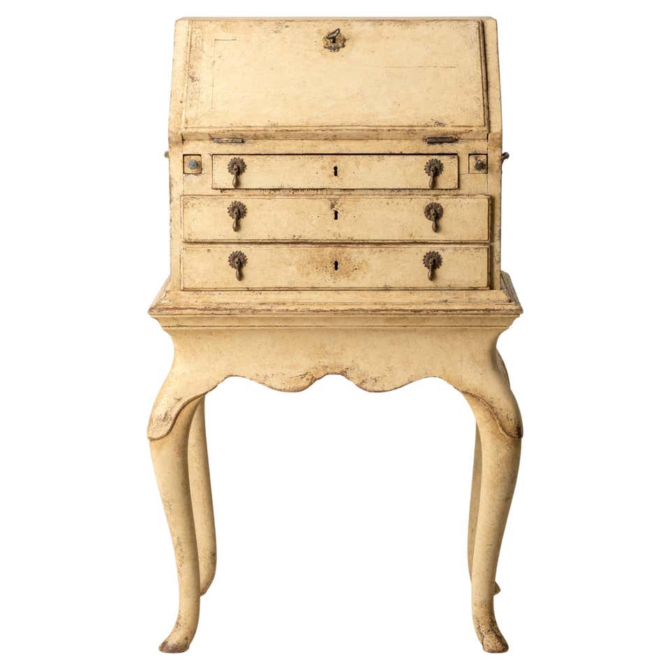 Swedish Late Rococo Period Secretary in Soft Green/Blue Paint, circa ...