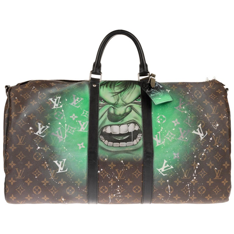 Travel/Sport Louis Vuitton Keepall 55 bag in Monogram Canvas customized !  For Sale at 1stDibs