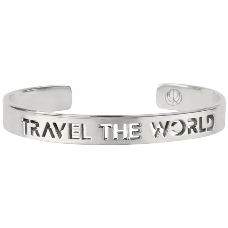 Travel The World Bangle Bracelet Rhodium by Cristina Ramella For Sale