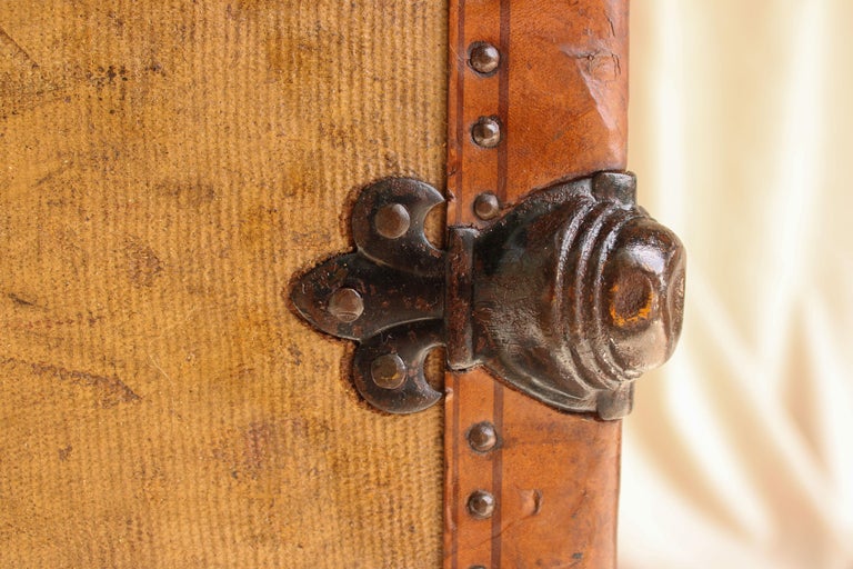 Travel Trunk with Brass Fittings, with Leather Edges, Spain, Late 19th