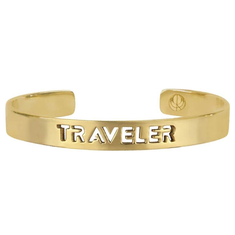 TRAVELER Bangle Bracelet in Yellow Gold Plated Stainless Steel  For Sale