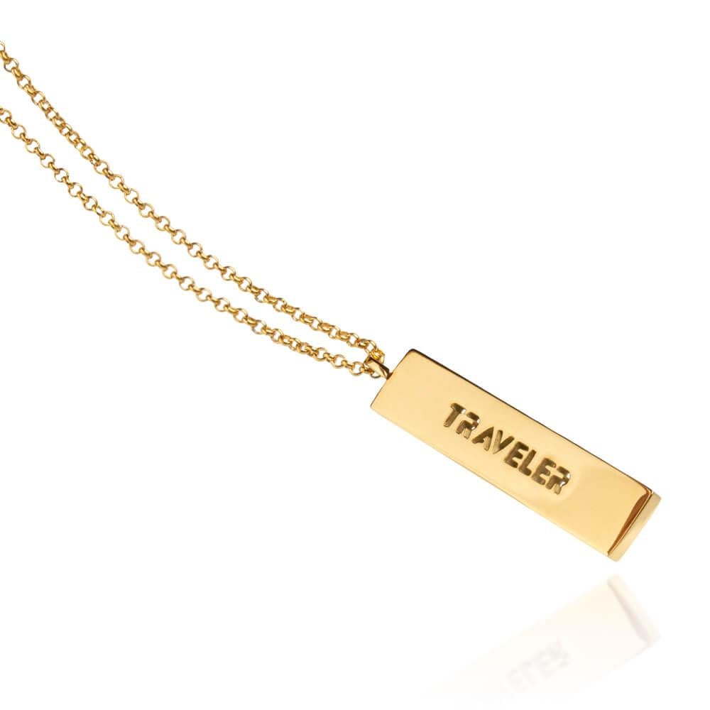 Traveler's favorite Necklace, the perfect accessory to keep your Mantra close to you and express your love for travels! Available in 24K Gold Plated dangles on an adjustable 50-55 cm chain.

*24K Gold Plated Brass
*Chain Lenght: 50 cm / 19.6 in to