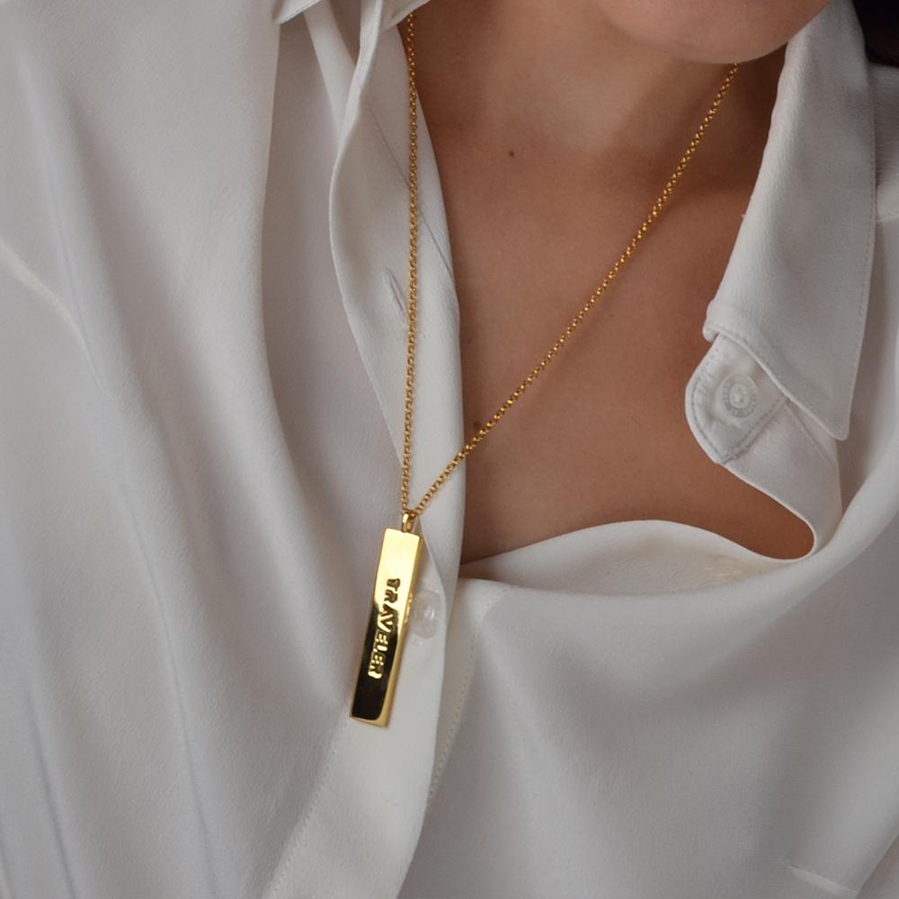 Unisex Yellow Gold Plated TRAVELER Necklace by Cristina Ramella For Sale 2