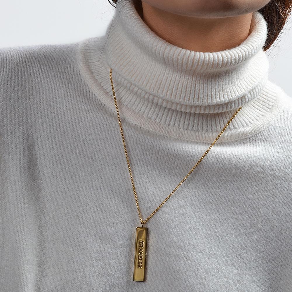 Unisex Yellow Gold Plated TRAVELER Necklace by Cristina Ramella For Sale 3