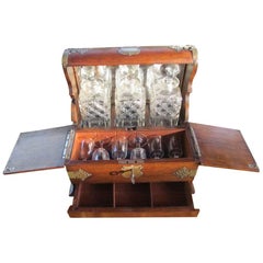 Antique Traveling Bar with Barware from circa 1900