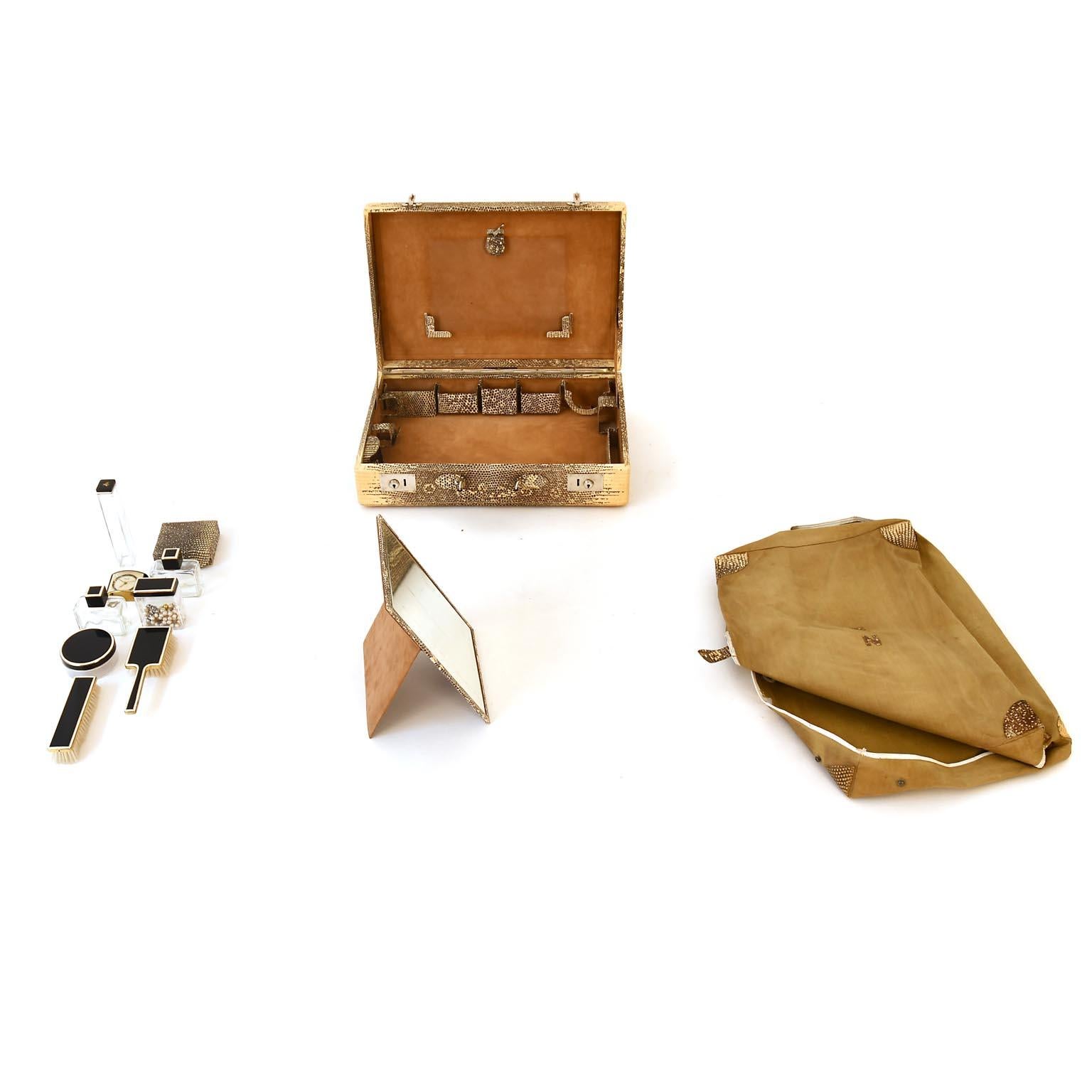 20th Century Traveling Case Beauty Case Tejus Lizard Leather Mid-Century Modern Austria