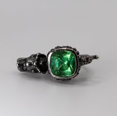 "Traveling Chimera" Ring Tourmaline and Diamonds set in blackened Silver.