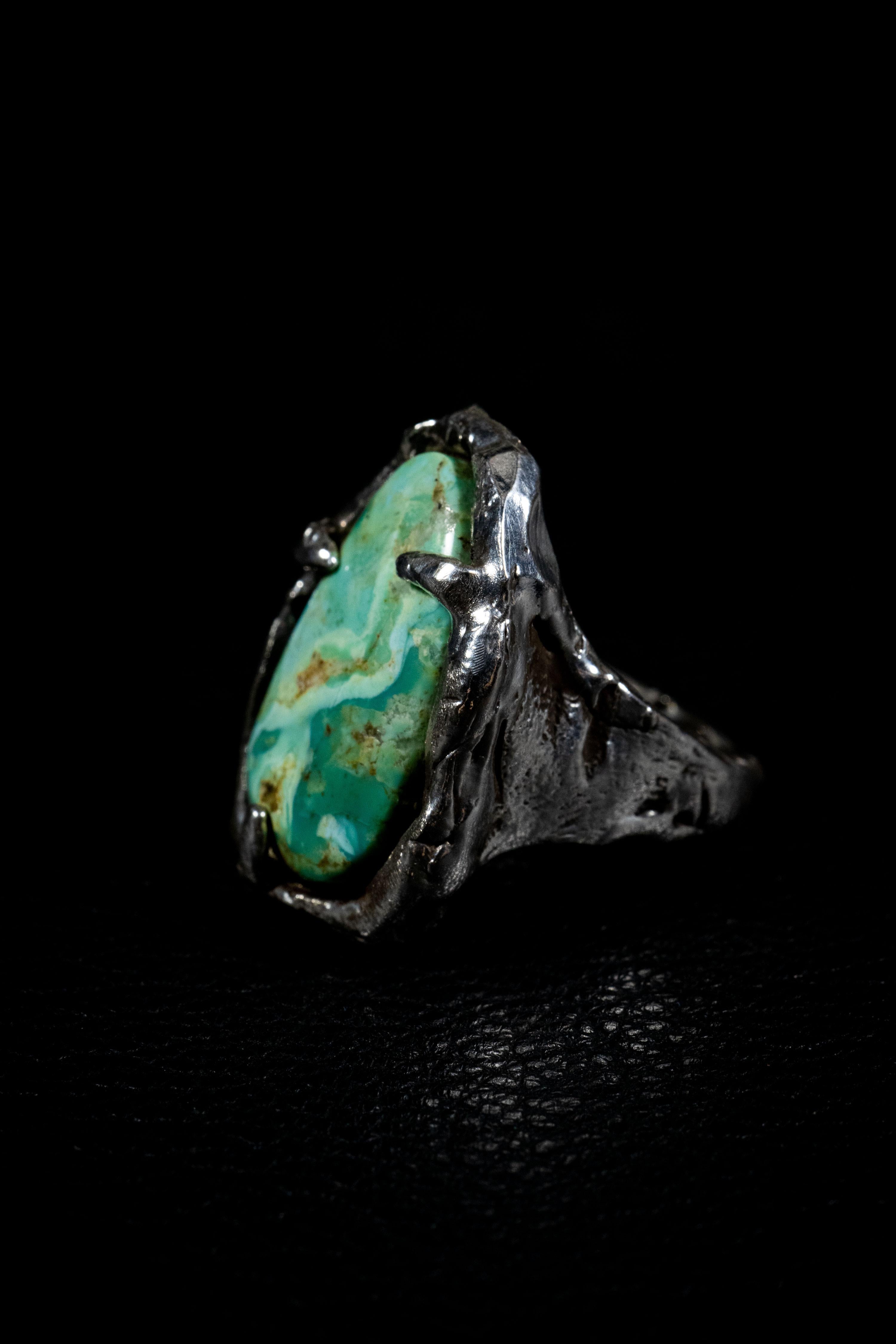 Contemporary Traveling Dream (Baja Turquoise, Sterling Silver Ring) For Sale