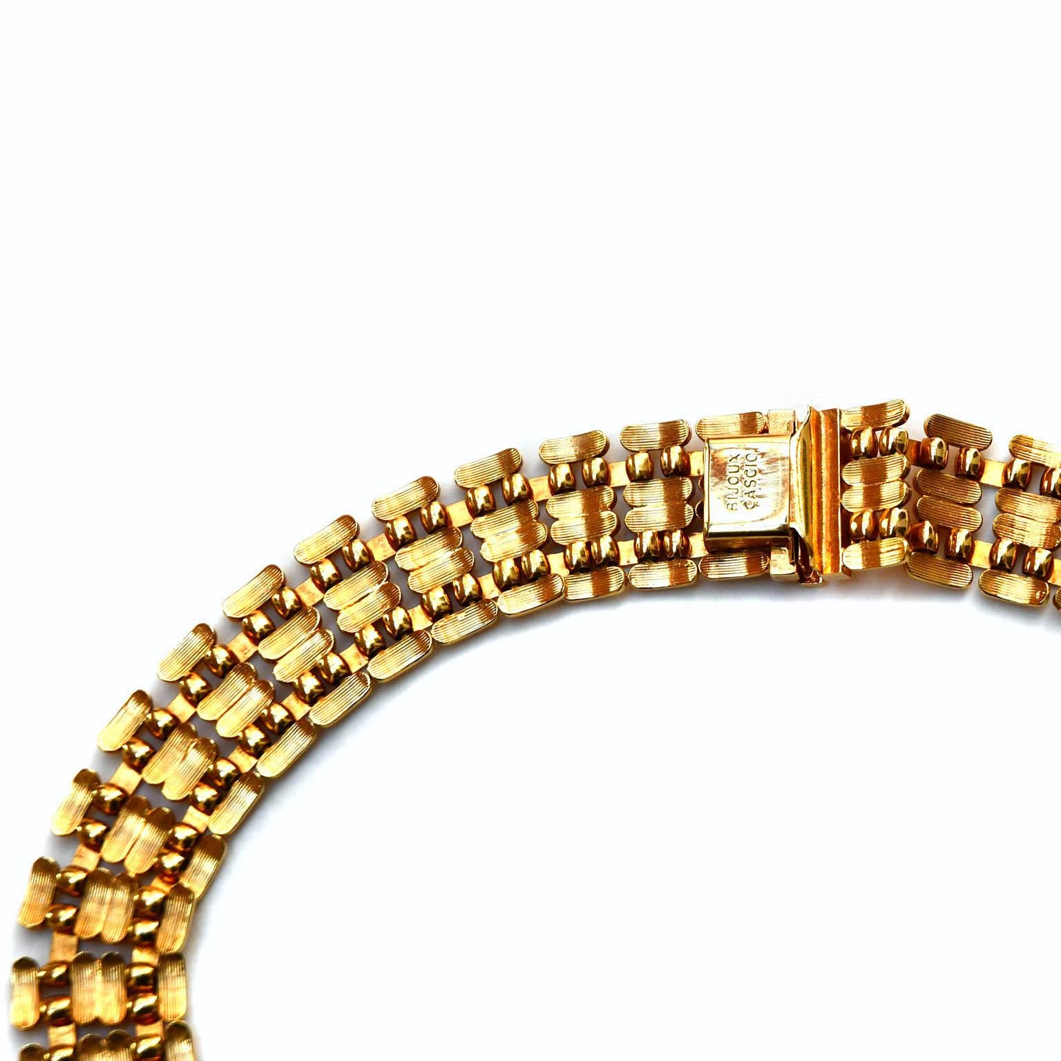 Italian Traveller Bijoux Cascio 1970s Gold Plated Amber Strass Gilted Necklace, Italy