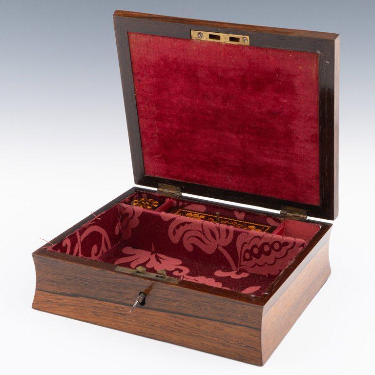 Victorian Travelling Tunbridge Ware Writing Slope Edmund Nye c1860 For Sale