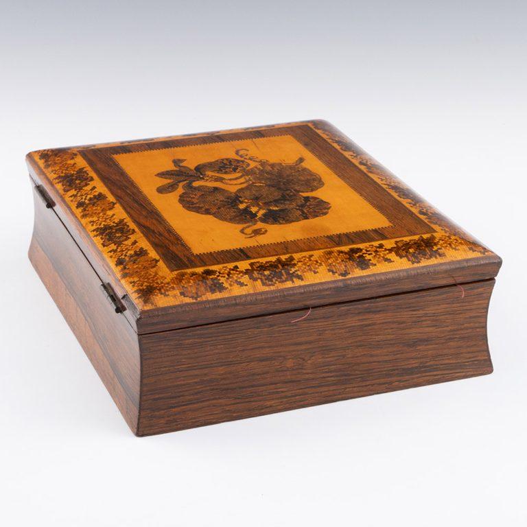 Travelling Tunbridge Ware Writing Slope Edmund Nye c1860 In Good Condition For Sale In Tunbridge Wells, GB