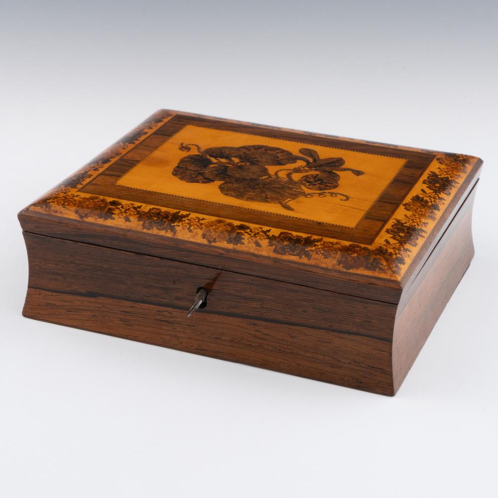 Travelling Tunbridge Ware Writing Slope Edmund Nye c1860 For Sale 2